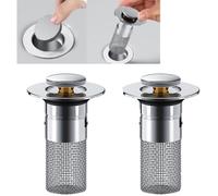 Bouchon De Lavabo INOX Bouchon De Baignoire avec Crépine Anti-Bloqué,Anti-Clogging pour Lavabo Baignoire Cuisine Bain (2 pièces)