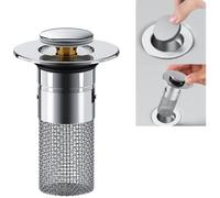 Bouchon De Lavabo INOX Bouchon De Baignoire avec Crépine Anti-Bloqué Bouchon De Vidange pour évier avec Passoire à Cheveux Filtre