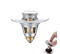 Bouchon de Lavabo Pop-Up Universel en Acier Inoxydable avec Filtre Anti-Bloquage et Anti-Odeur, Bonde pour Évier de Cuisine et Baignoire (34-38 mm), Installation Facile et Durable