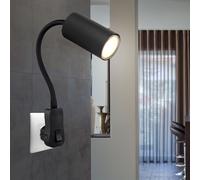 Bouchon de Lumière Applique Lampe Spot Noir Col de Cygne Interrupteur Liseuse