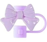 Bouchon de paille en silicone de 10 mm pour Stanley de 7,7 et 1,2 l, joli chapeau de paille en forme de nœud mignon, anti-éclaboussures, réutilisable, couvre-embout de paille pour Stanley, violet