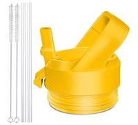 Bouchon de paille pour bouteille YETI Rambler et bouteille RTIC - Couvercle à paille avec 2 pailles et 2 brosses - Jaune alpin