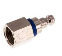 Bouchon de raccord d'air DN 5 bleu en laiton nickelé G 3/8 pouce femelle à double obturation