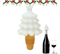 Bouchon de sapin de Noël en silicone, bouchon de champagne de Noël, bouchon de bouteille de vin avec silicone réutilisable 5,1 x 5,1 x 9,82 cm pour champagne et vin (1 pièce)