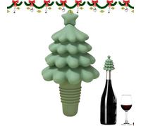 Bouchon de sapin de Noël en silicone, bouchon de champagne de Noël, bouchon de bouteille de vin avec silicone réutilisable 5,1 x 5,1 x 9,82 cm pour champagne et vin (1 pièce)