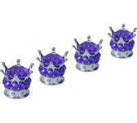 Bouchon de tige de valve d'air universel pour pneu de voiture Couvre-pneu automobile Accessoires de voiture Diamants violets Base blanche