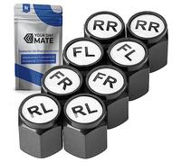 Bouchon de Valve en ABS - Lot de 8 Noirs Marqués avec Joint pour Valves de Voiture, Moto, Scooter, Remorque et Vélo - Marqueur de Pneu