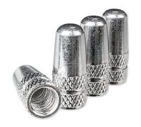 Bouchon de Valve en Aluminium, Lot de 4, Bouchons Argents compatibles avec Les valves Presta et françaises, Cache-pneus pour Chambres à air de vélo, Bouchons Valve Velo, Bouchon de Valve Presta Vélo