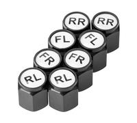 Bouchon de Valve en Aluminium, Lot de 8, Bouchons Noirs marqués avec Joint pour valves de Voiture, Moto, Scooter, remorque et vélo, marqueur de Pneu Voiture, Bouchon Valve Pneu Voiture avec marquage