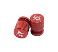 Bouchon de Valve Pneu Moto usiné CNC Lot 2 Bouchon pour Super CUB C70 90 110 C125 Accessoires Moto, Bouchon De Valve Pneu, Cache-soupape, Alliage D'aluminium CNC(Red)