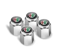 Bouchon de Valve Voiture pour Alfa Romeo Stelvio, 4 Pièces Bouchons Valve Pneu avec Joint D'étanchéité Capuchons Valve pour SUV Moto Camion Moto,Silver