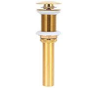 Bouchon de vidange anti-bouchon en laiton pour lavabo, avec bouton-poussoir sans fil et joint en silicone, finition or poli, adapté aux éviers non débordants (Gros rebond doré sans trous)