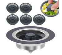 Bouchon de vidange avec filtre à panier - Filtre de vidange central rebondissant pour évier | Filtre de vidange pour évier multifonctionnel | Filtre de vidange combiné avec bouchon de vidange