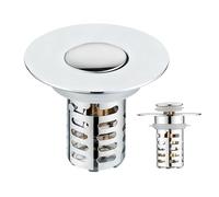 Bouchon de vidange de salle de bain - Bouchon de filtre à cheveux en acier, couvercle d'évier anti-blocage avec bouton poussoir | Kit universel de contrôle des odeurs pour la maison, le lavabo, la