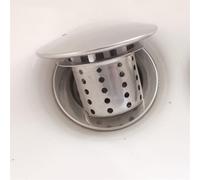 Bouchon de vidange d'évier en acier inoxydable avec panier filtrant attrape-cheveux, pour bonde de lavabo de salle de bain, 62 mm x 45 mm x 32 mm, argenté avec dos en ABS