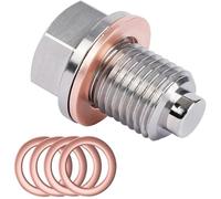 Bouchon De Vidange D'huile Magnétique M14 x 1,5, Écrou De Vidange Carter Magnétique, Avec 5 Rondelle En Cuivre, Boulon De Vidange Carter D'huile Moteur Voiture D'alliage En Acier Inoxydable