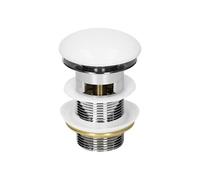 Bouchon de vidange H109mm blanc universel système pop-up pour lavabo avec trop-plein joints inclus bonde garniture de vidage vasque évier salle de