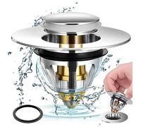 Bouchon de Vidange Universel en Acier Inoxydable et Cuivre de Haute Qualité pour Lavabo et Bidet avec Panier de Rétention des Cheveux et Résidus de Savon, Résistant et Durable, Facile à Nettoyer