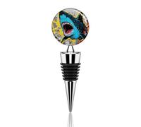 Bouchon de vin à motif requin, étanche, en silicone, réutilisable, pour conserver la fraîcheur du vin. Fabriqué en alliage de zinc décoratif, il est idéal pour les bars et les fêtes.