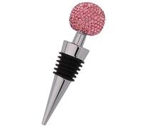 Bouchon de Vin Boule Cristal Rose en Alliage de Zinc | Finition Strass, Forme Conique, pour Bouteilles et Vinaigre, Usage Fête et Dégustation