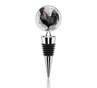 Bouchon de vin Coq Noir, étanche, en silicone, réutilisable, en alliage de zinc, pour conserver la fraîcheur du vin. Idéal pour les bars et les fêtes.