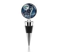 Bouchon de vin Wolf Under Moon en silicone portable sous vide - Réutilisable - Élégant et élégant - Accessoire pour vin - Cadeau idéal