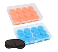 Bouchon d'Oreille, 12 Paires Boule Quies En Silicone Quies Moulables, Réutilisables Pour Sommeil Suppression Du Bruit Dormir Natation Ronflement (bleu, orange),Avec 1 masque pour les yeux