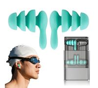 Bouchon D'oreille pour Dormir, 2 Paires étanche à l'eau Silicone Bouchon Oreille Anti Bruit, Réutilisable Oreilles Anti Bruit Convient pour la Natation, la Douche, les Voyages (S/M, Bleu lac)