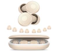 Bouchon D'oreille pour Dormir, Anti-Bruit 45 dB, Bouchons Réutilisables en Silicone Souple et Ergonomiques, 4 Tailles (XS/S/M/L), Adaptés pour Dormir/Voyager/Se Concentrer, Beige