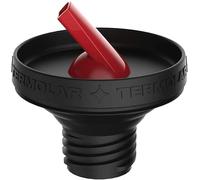 Bouchon double action en forme de filetage avec bec verseur. (noir et rouge, plastique)