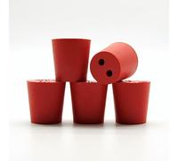 Bouchon en Caoutchouc avec Trous (Lot de 5) - Bouchon de Laboratoire | Bouchon Conique (27/21mm - h:30mm + 2 trous Ø 5mm)
