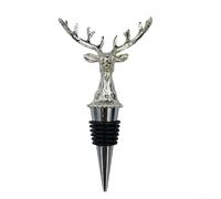 Bouchon en liège élégant en forme de cerf pour bouteille de prosecco, cava, bière, réutilisable, construction en alliage de zinc, longueur 6,6 cm (argenté)
