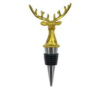 Bouchon en liège élégant en forme de cerf pour bouteille de prosecco, cava, bière, réutilisable, construction en alliage de zinc, 6,6 cm de long (doré)