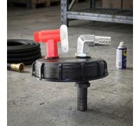 Bouchon en plastique pour réservoir standard IBC Tonne Dn150 avec design à double trou pour un remplissage et une extraction faciles. Couleur noire pour une utilisation dans le jardin et les espaces