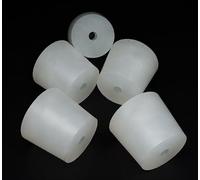 Bouchon en Silicone avec Trous (Lot de 5) - Bouchon de Laboratoire | Bouchon Conique (35/29mm - h:30mm + 1 trou Ø 6mm)