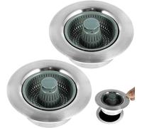 bouchon évier 2 pièces 3 en 1 en acier inoxydable, filtre de vidange d'évier de cuisine, bouchon d'évier de cuisine en acier inoxydable, bouchon d'évier de cuisine, panier de vidange d'évier de cuisin