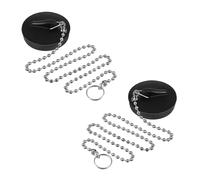 Bouchon Évier Cuisine,Bouchon de Baignoire Universel avec Chaîne à Billes,2 Pièces Bouchon Lavabo en Caoutchouc Noir,Bouchon Baignoire Universel pour Baignoire et Lavabo,Pratique et Durable