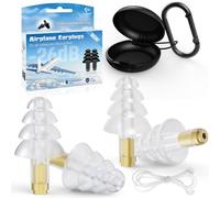 Bouchon Oreille Avion, 2 Paires Bouchons d’Oreilles Enfants 6+ et Adultes/Canal Auditif Étroit, 26dB, Réutilisables Silicone avec Cordon, Protection Auditive pour Avion, Moto, Concert, Voyage, Bruit