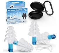 Bouchon Oreille Avion, Eargrace 2 Paires de Bouchons d'Oreilles à Réduction de Bruit pour Adultes avec Cordon de Connexion, Bouchons d'Oreilles de Protection d'Oreille pour Avion, Concerts, Motos