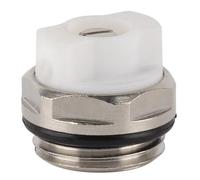 Bouchon purgeur 1/2 à bec orientable nickelé/blanc