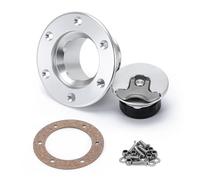 Bouchon réservoir carburant voiture Bouchon Réservoir Tampon Carburant Aluminium Usiné Non Ventilé Poli Miroir, À 6 Boulons Ouverture 35,5 Mm Diamètre Intérieur Couvercle De Réservoir(Silver)