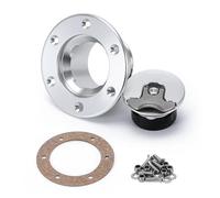 Bouchon réservoir carburant voiture Bouchon Réservoir Tampon Carburant Aluminium Usiné Non Ventilé Poli Miroir, À 6 Boulons Ouverture 35,5 Mm Diamètre Intérieur Couvercle De Réservoir(Silver with P)