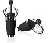 Vacuvin 6504606 Lot de 2 Bouchons & Serveurs Anti-Gouttes, Plastique, Noir, 3,2 x 8 x 15,6 cm