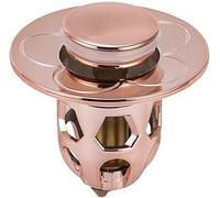 Bouchon universel de fuite de tête d'eau de lavabo, bouchon de vidange d'évier en acier inoxydable filtre de vidange de rebond de lavabo, convertisseur de type poussoir de noyau de rebond (Or rose)