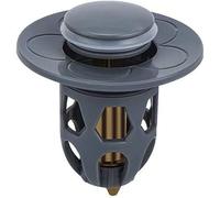 Bouchon universel de fuite de tête d'eau de lavabo, bouchon de vidange d'évier en acier inoxydable filtre de vidange de rebond de lavabo, convertisseur de type poussoir de noyau de rebond (Gris)