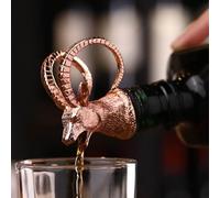 Bouchons à vin en alliage de zinc avec tête de cerf - Bec verseur unique pour bouteille de vin - Aérateurs - Outils de bar - Décanteur cadeau (antilope or rose)