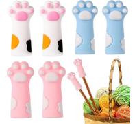 Bouchons d'Aiguilles à Tricoter Patte de Chat,6 PCS Silicone Protecteurs Pointes d Aiguille à Tricoter Capuchons D'Extrémité D'Aiguille Accessoires de Tricot pour Aiguilles de Taille 11-17