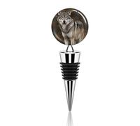 Bouchons de bouteille de vin, bouchons de bouteille réutilisables en alliage de zinc avec imprimé loup sauvage gris sauvage pour vin rouge, champagne, etc