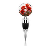 Bouchons de bouteille de vin décoratifs en forme de coquelicot - Réutilisables - En alliage de zinc - Pour Noël, bar, mariage, cadeau standard