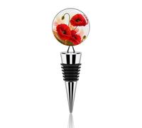 Bouchons de bouteille de vin en forme de fleurs de coquelicot avec joint en silicone, bouchon décoratif pour bouteille de vin, bouchons de champagne, bouchons de vin réutilisables en alliage de zinc